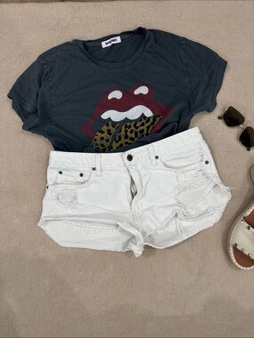 Carmar Distressed White/blue Denim Cutoff Shorts